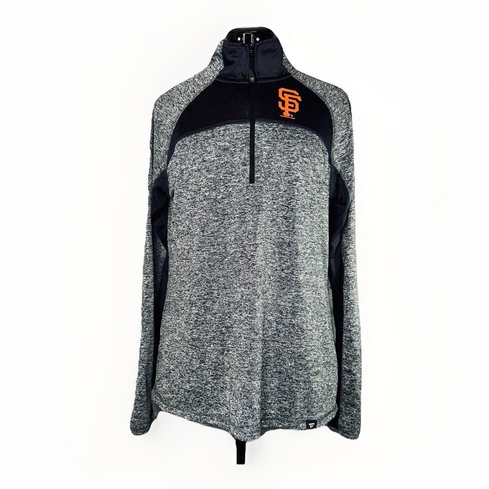 Fanatics San Francisco Giants Large Heather Gray Orange‎ Zip Pullover Shirt MLB